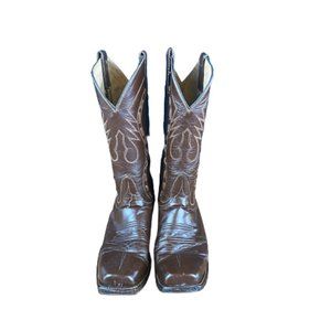Vintage Dan Post Leather Western Boots Brown